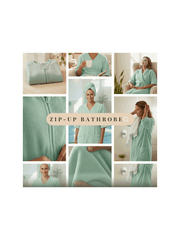 Women’s Zip-Up Cotton Bathrobe – Soft Terry Towelling Dressing Gown, Absorbent Towel Robe for Home & Spa Use