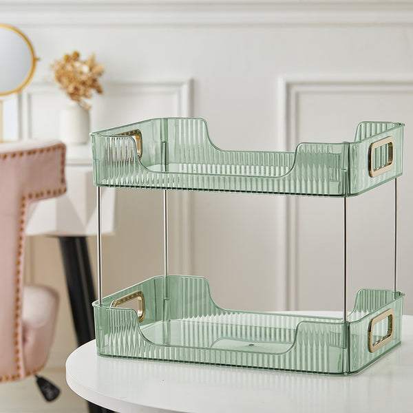 Grey/Clear/Green Stackable Makeup Storage Box with Modern Acrylic Design, Cosmetic Display Organizer for Office Desk and Dressing Table, Practical Desktop Organizer Rack for Jewelry and Lipstick, Perfect Gift Idea for Women and Girls