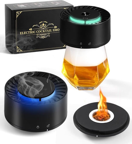 Electric Whiskey Smoker Kit with LED Light,6 Wood Chip Flavor,No Butane Needed,Rechargeable Cocktail, Old Fashioned Smoker Kit,Bar Set Accessories Gifts for Men,Dad, Husband, Birthday