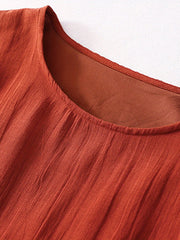 Women'S Long Dress, Elegant Short Sleeve Crew Neck Embroidered Loose Summer Casual Dress