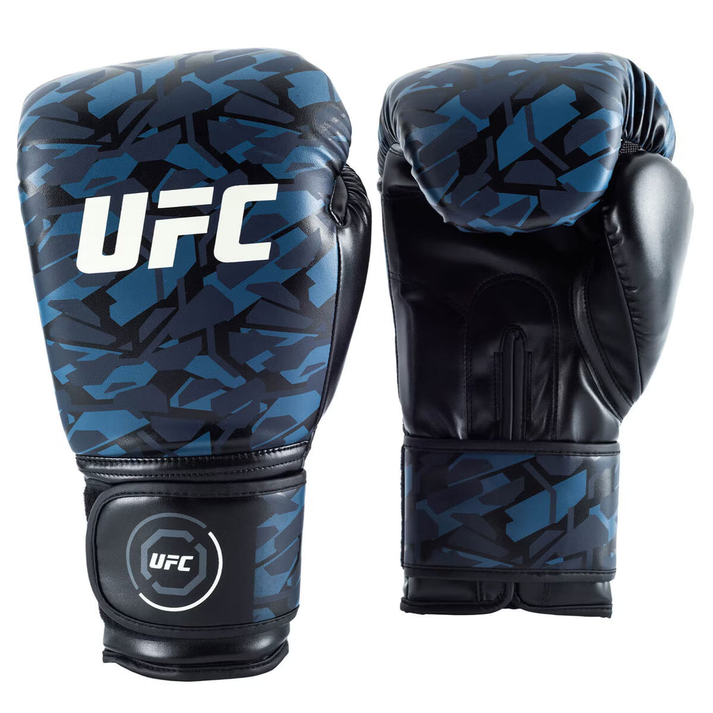 UFC Octagon Camo Boxing Gloves and UFC 4.5M Hand Wraps in 5 Sizes (8,10,12,14,16 Oz)
