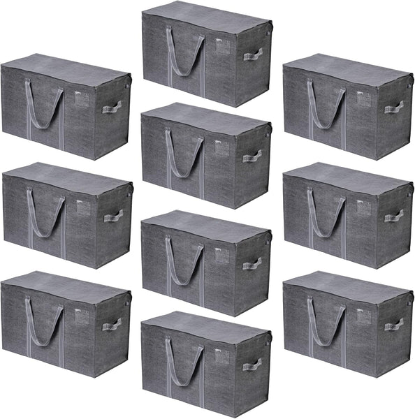 VENO 8 Pack Extra Large Moving Storage Bags with Zips, Heavy-Duty Organizer Tote, Moving Box Alternative, Packing Supply, Clothes Storage Bin, Tag Pocket for Label, Water-Resistant (Clear, 8 Pack)