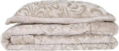 3pcs Embossed Bedspread Set - Coverless Comforter with 2 Pillow Shams, Lightweight All-Season Bedding - Soft Teddy Fleece Bedspread