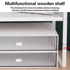 Cabinet Organizer Shelf, Kitchen Counter Shelves, Spice Rack, Stackable Kitchen Shelves Organizer, Pantry Cupboard Dish Mug Cup Storage Shelf, Black and Brown