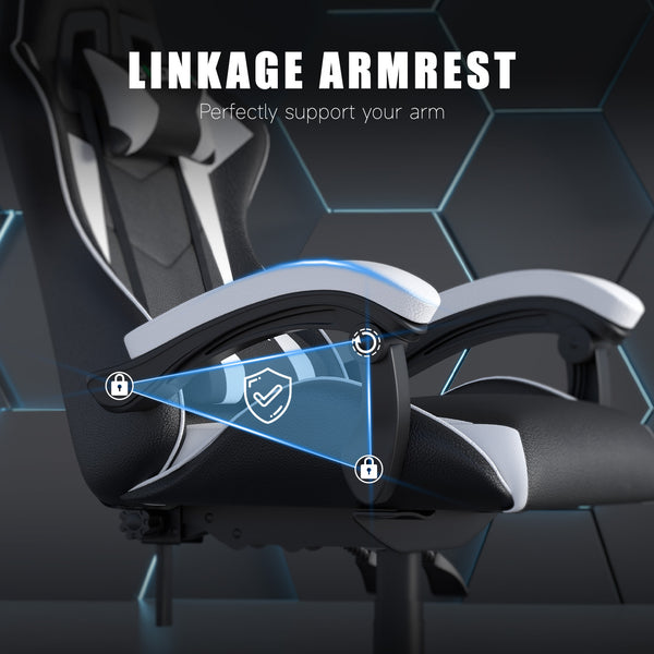GartistGo Ergonomic Gaming Chair - Gamer Chairs with Lumbar Cushion + Headrest, Height-Adjustable Office & Computer Chair for Adults, Girls, Boys (Without footrest)