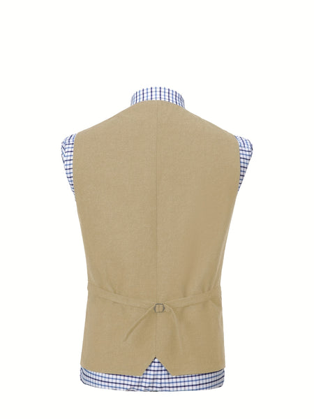 Men'S Vest Wool Blend Herringbone Vintage Men'S Fashion Vest, Groom Best Man Formal Wedding Party Casual Vest