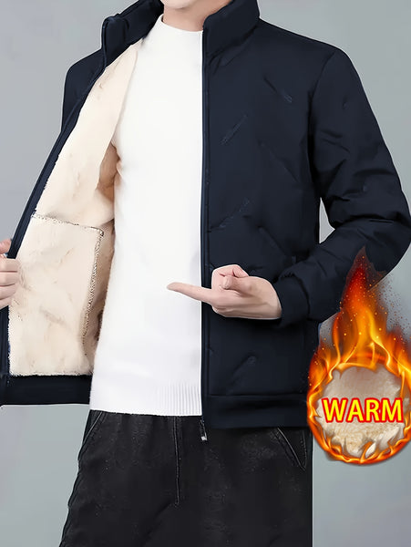 Men's 2pcs Casual Set: Fleece-Lined Thickened Jacket and Pants. Heavyweight Winter Sportswear with Zippered Cardigan Jacket, Fleece-Lined Warm Outerwear, Lamb's Lining. Matching Couple's Outfit for Men and Women. Leak-Proof Top and Pants with Elastic