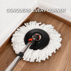 360° Spin Mop & Bucket Set with Wringer 2 Microfiber Heads Extendable Stainless Steel Handle Easy Clean Floor Mop for Home Kitchen Bathroom
