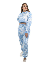 RUFEDGE Women’s Tie Dye Tracksuit Set | Ladies Joggers and Long Sleeve Crop Hoodie | Two-Piece Outfit