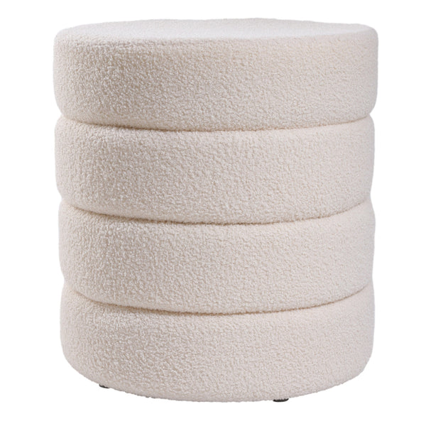 Round Pouffe Stool Liviing Room Bedroom Footstool Teddy Fleece Dressing Table Stool Hallway Shoe Stool