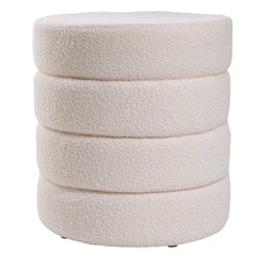 Round Pouffe Stool Liviing Room Bedroom Footstool Teddy Fleece Dressing Table Stool Hallway Shoe Stool