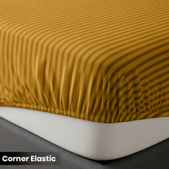 1pc Extra Deep Striped Fitted Sheet 40cm – Soft & Comfortable Microfiber Bedding, Breathable & Smooth, Machine Washable Bed Sheet Suitable for Bedroom
