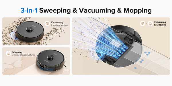 3-in-1 Robot Vacuum and Mop | 6000Pa Strong Suction, 3.0L Dust Bag, 70-Day Self-Emptying, 360° PSD Obstacle Avoidance, Multi-Floor Mapping, WiFi/Alexa/APP Control, L15MAX, Lubluelu Brand