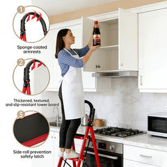 2/3/4/5-Step Ladder, Lightweight Folding Step Stool With Extra-Wide Anti-Slip Steps, 149.69 KG Capacity, Compact Space-Saving Design For Home, Kitchen.