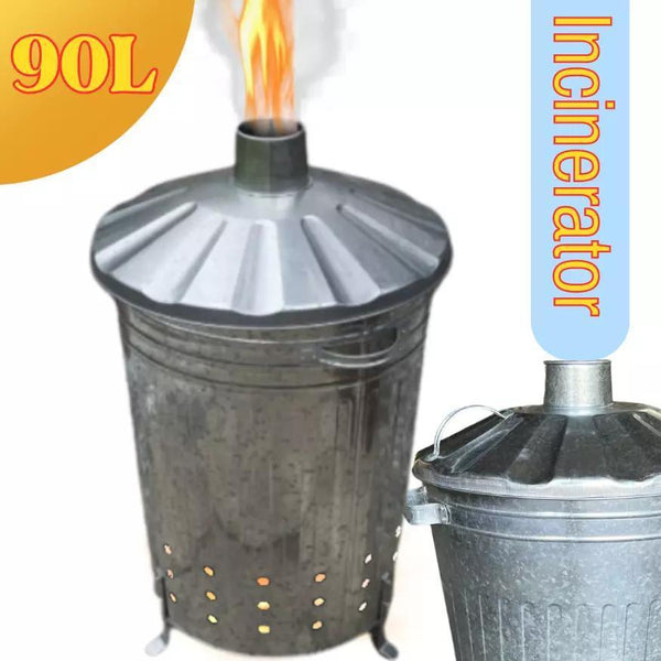 Trendi 90 Litre Extra Large 90L Galvanised Metal Incinerator Recycle Garden Rubbish Fire Wood Burner Burning Leaves