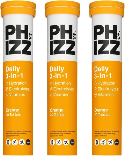 Phizz Electrolytes, Multivitamin & Hydration Tablets - 20 Effervescent Rehydration Electrolyte Tablets - 18 Vitamins & Minerals, Vitamin C, Vegan, Vegetarian & Low Calorie (Orange, 20 Count)
