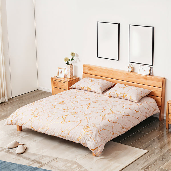 Solid Color Bronzing Stone Pattern Creative Fashion Design Bed Three-piece Set with 2 Pillowcases and 1 Duvet Cover, Soft and Comfortable, Suitable for Bedding in All Seasons, Camel, 135*200cm / 200*200cm / 220*230cm / 230*260cm