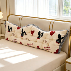 Luxurious Headboard Backrest Cushion with Ruffle Trim - Love Rabbit, Large Backrest Pillow, Princess-style Crown-Shaped Reading Cushion, Perfect for Bedroom/Sofa/Chair/Home Decor