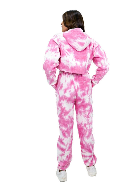 RUFEDGE Women’s Tie Dye Tracksuit Set | Ladies Joggers and Long Sleeve Crop Hoodie | Two-Piece Outfit