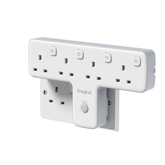 4 IN 1 T-Shape Power Output Expansion Socket, Featuring 4 AC Outlets, a Wall Plug Adapter with Individual LED Light Switches, Capable of 180° Rotation, Supporting a Maximum Power of 3250W, Suitable for UK Plug Electrical Outlets for Home, Office