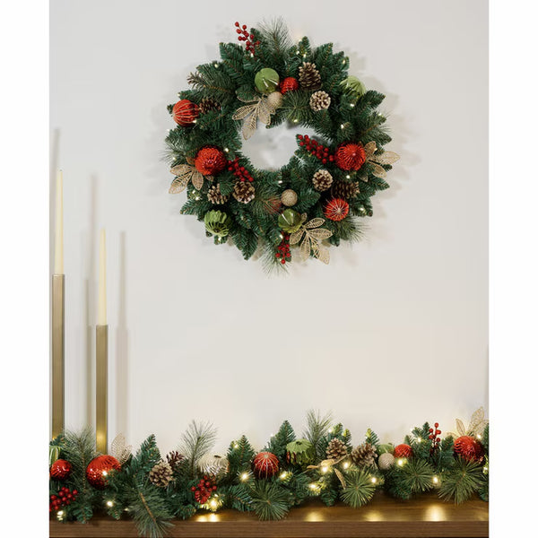 9 Ft Pre-Lit Christmas Artificial Garland with Twinkling LED Lights