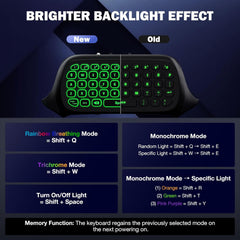 Moko RGB Backlight Keyboard for Xbox One Controller, Xbox Series X/S, Wireless Chatpad Keypad with 2.4G Receiver&3.5Mm Audio Jack, Xbox Accessories Mini Game Keyboard for Xbox One/One S/Elite/2, Black