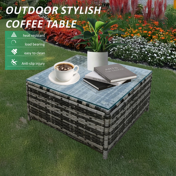 Rattan Garden Furniture 3 Piece Corner Sofa Set PE Wicker Patio Table and Chairs with Cushion