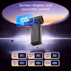 Compressed Air Dust Collector, 150000 RPM Turbo Fan Jet Air Blower Portable High-Speed Air Blower, 5000Mah Rechargeable Battery, Brushless Motor Violent Fan, Handheld Outdoor Hair Dryer, Snow Blower, Suitable for Computer Keyboard, Car, Home