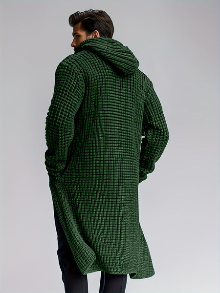 Men's Casual Sport Sweater, Long Hooded Knit Cardigan with Thick Yarn Knitting, Large Side Pockets, Loose Fit, Warm and Stylish, for a Casual and Stylish Look