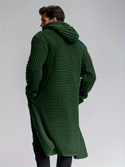 Men's Casual Sport Sweater, Long Hooded Knit Cardigan with Thick Yarn Knitting, Large Side Pockets, Loose Fit, Warm and Stylish, for a Casual and Stylish Look