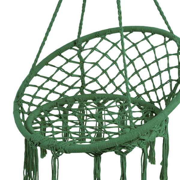 Courtyard Woven Hanging Basket, Hanging Cotton Rope Iron Ring Hanging Chair, Balcony Rocking Chair, Suitable for Indoor, Outdoor, Home, Balcony, Courtyard, Garden, Maximum Load Capacity: 200kg, Material: Iron Ring, Cotton Rope (No Include Cushion)