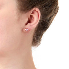 6.5-7Mm Cultured Freshwater Pink Pearl Stud Earrings, 18Ct Yellow Gold