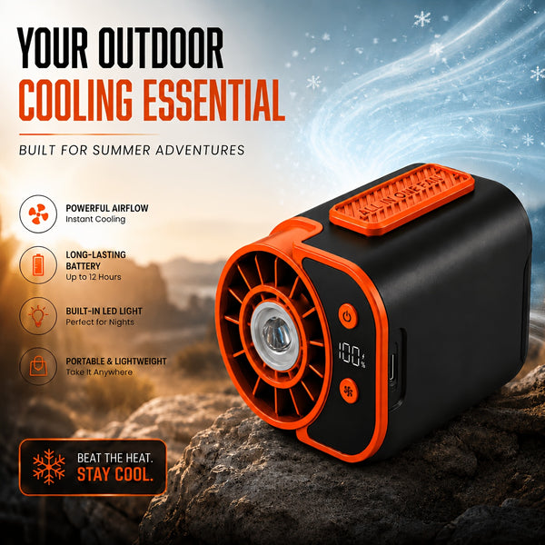 Neck-hanging Portable Waist Fan, Featuring An 18000RPM Powerful Brushless Motor, 5 Adjustable Wind Speedsand A 5000mAh High-capacity Long-lasting Battery. Equipped with An LED Power Indicator, It Is Suitable for Outdoor Work, Camping
