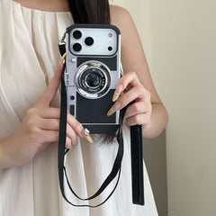 Phone Case: Creative Retro Camera Design Phone Case Women 3D Full Coverage with Detachable Strap Compatible with iPhone 11 12 13 14 15 16 17 Series Perfect Holiday Gift Idea