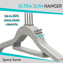 40pcs Red Velvet Hangers for clothes - Premium Non-Slip Space Saving Clothes Hangers With Tie Bar, Notched Shoulder, 360° Swivel Hook, Sturdy For Heavier Garments 45 x 24 Cm