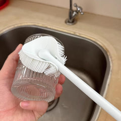 KIBBEH 2Pcs Silicone Bottle Brush - 360° Rotating Soft Bristle Cleaning Brush,3-In-1 No-Dead-Angle Design,Anti-Drop Brush Head,Perfect for Bottles,Tall Glasses, and Narrow Containers