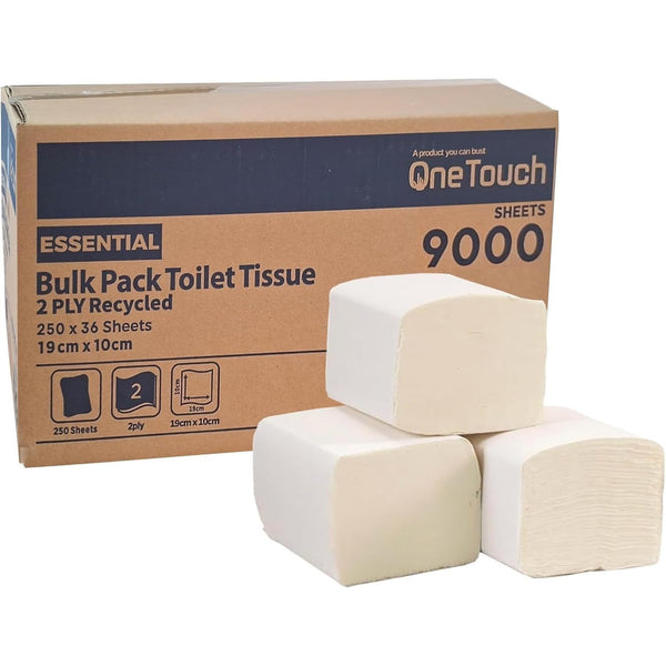 Folded Toilet Paper Bulk Pack 2-Ply White Tissue Sheets Soft Ideal for Dispenser Use Toilet Paper in Commercial Toilets Offices Schools & Public Bathrooms 9000 Sheets