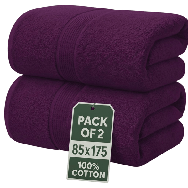 Set of 2 Jumbo Extra Large Bath Sheets – 85 x 175 cm Super Soft, Highly Absorbent, Quality Towels for Bathroom, Spa, Gym & Hotel Use