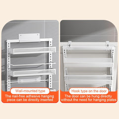 Heavy Duty 6-Tier Metal Over The Door/Wall Mounted Pantry Organizer - Space-Saving Vertical Kitchen Storage Shelf with Hanging Rack, Suitable for Cans, Spices, Pantry Organization - Easy Installation, Door/Wall Mountable