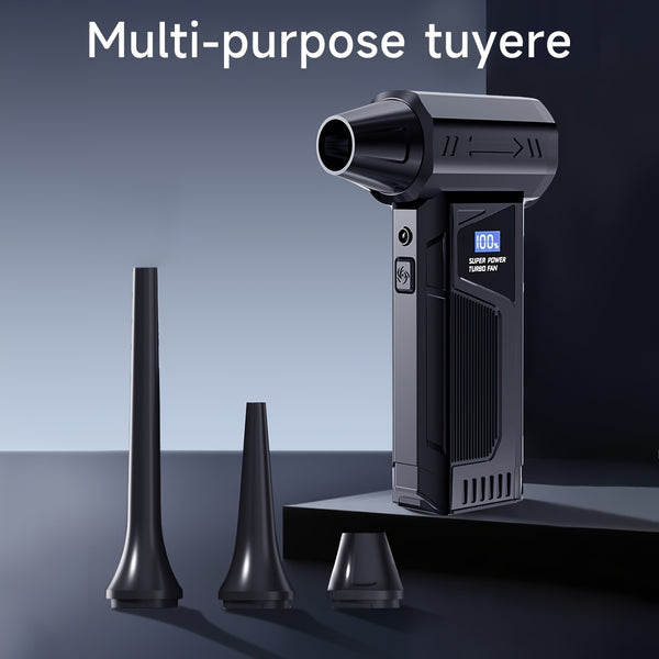 This Powerful Turbo Fan Features A Smart Display, 4 Speed Settings, 5 Nozzles, And A High-capacity Battery; It'S An Ideal Portable Cleaning Tool For Cleaning Computers, Keyboards, Cars, And Outdoor Spaces; And Also A Perfect Holiday Gift.