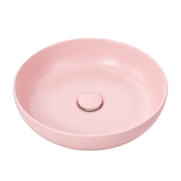 Black/Pink Round Washbasin, 400*400*110MM, includes drain assembly, elegant and stylish home decor washbasin, easy to clean, suitable for bathrooms, hotel restrooms, and balconies.