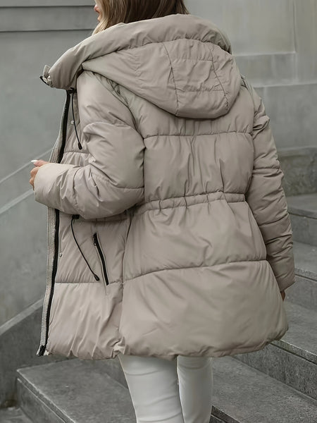 Women's Winter Coat - Thickened Warm Mid-Length Jacket with Full-Zip Closure, Waist-Hugging Slim Fit & Pockets - Elegant Cold Weather Outerwear for, Parties, Travel - Durable Long Sleeve Coat (Machine Washable) In Green, Winter Jacket for Women,