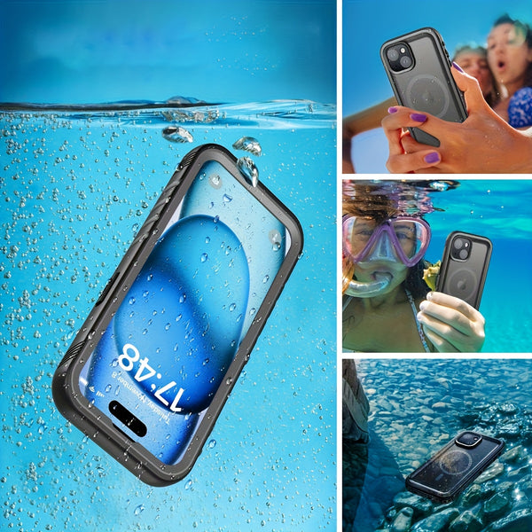 Phone Case - Magnetic for Iphone 16 15 14 13 Pro Max Plus Case - Built-In Screen And Camera Protector Underwater Diving Full Body Dropproof Shockproof Dustproof Phone Case