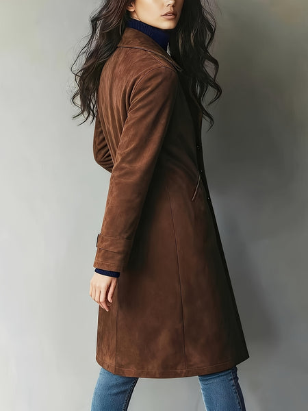 Elegant Women'S Vintage Coat - Classic Lapel Design, Button-Front Closure, H-Fit Cut Machine Washable Single-Breasted Style, Business Commute Wear, Timeless Classic Women'S Outerwear Warm Coat Jacket &