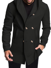 2024 Foreign Trade New Product Men'S Mid-Length Slim Fit Windbreaker Hooded Casual Pure Coat Performance Clothing