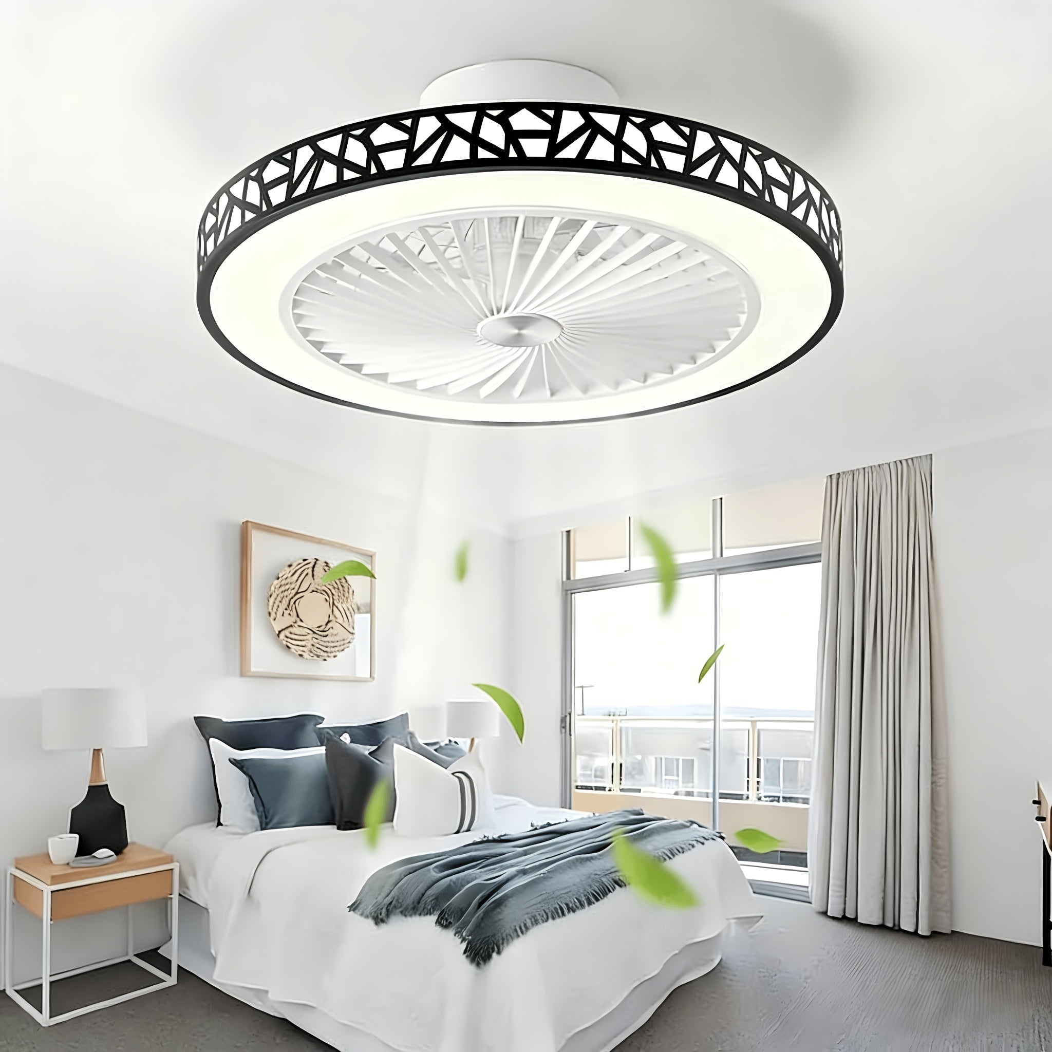 50cm Ceiling Fan with Lights And Remote Control Low Profile Ceiling Fans Dimmable 3 Colour Temperatures Quiet Reversible Flush Mount Ceiling Fan with Light for Bedroom Kitchen