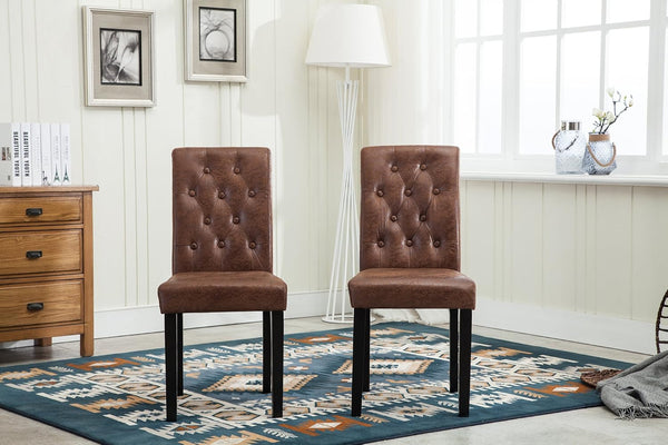 mcc direct Set of 2 Lined Fabric Dining Chairs With Solid Wooden Legs For Home & Commercial Restaurants