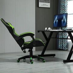 mcc direct Swivel Faux Leather Office Chair Racing Sports Gaming Tilt Computer Desk Chair with Headrest & Lumbar Cushion A