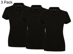 Henbury HB102 Pack of 3 Ladies Modern Fit Cotton Piqué Polo Shirt Short Sleeve Polo Collar Two Button Placket Lightweight Casual Smart Everyday Top Multipack