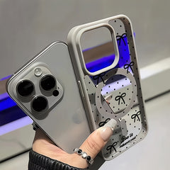 Polka Dot Bow Phone Case, Support Wireless Charging Anti-Drop Light Beige-Feeling Magnetic Case, Suitable for Iphone17Promax/17Air/16/15/14Plus/13/12/11 for samsung for galaxy A56/A55/A54/A36/A35/A26/A25/A16/A15/A06/S25Ultra/S24Fe/S23Plus/S22.